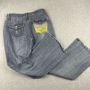 Vanilla Star Jeans‎ Womens 11 Blue Denim Light Flare Bell Bottom Y2K Embroidered